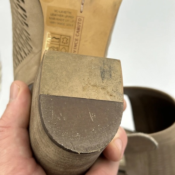 Vince Camuto VC-Lavette Brown Leather Open Toe Chunky Heel Slingbacks Womens 9M - Picture 6 of 10